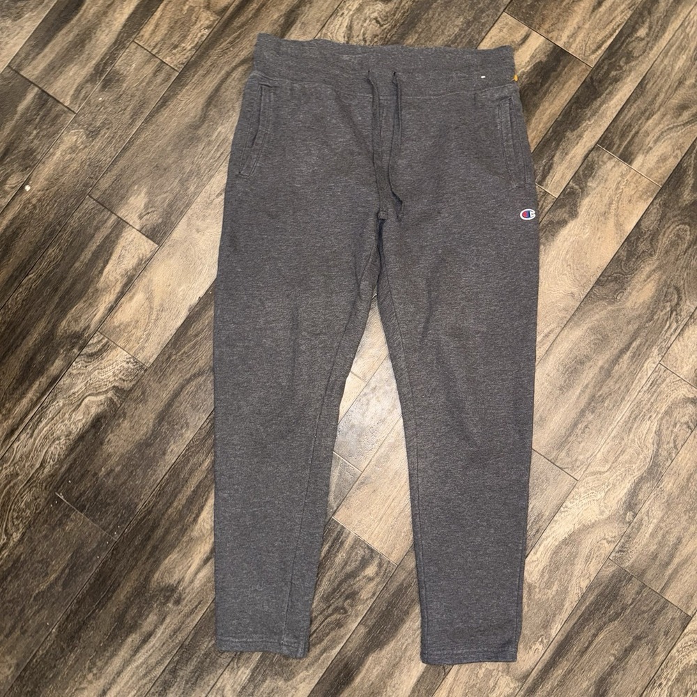 Champion Fleece Tapered Sweatpants Men's Large Grey Athletic Fit Logo Soft Cozy
